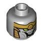 Minifig Head Chitauri, Gold Armor, Lime Eyes, Large Open Mouth with Teeth Print