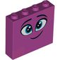 Brick 1 x 4 x 3 with Face, Smile, Blue Eyes print