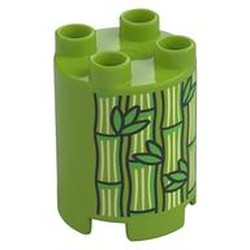 Duplo Brick Round 2 x 2 x 2 with Bamboo and Leaves Print