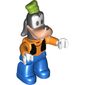 Duplo Figure Goofy with Lime Hat, Black Waist Coat, White Hands, Blue Legs