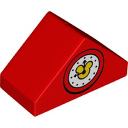 Duplo Brick 4 x 2 Double Slope 45° with Clock and Mickey Mouse Logo Print