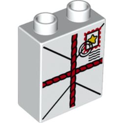 Duplo Brick 1 x 2 x 2 with Bottom Tube with Parcel Print