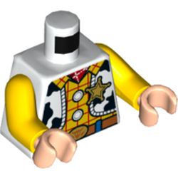 Torso Vest with Black Spots, Yellow Shirt with Red Stripes, Sheriff Badge, Belt Print, Yellow Arms, Light Nougat Hands