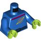 Torso Space Suit, Dark Blue Belt, Magenta Collar, Planet with Ring Logo Print, Blue Arms, Lime Hands