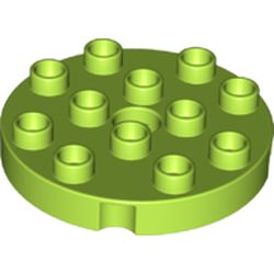 LEGO part PLATE, ROUND 4X4 W. ROT.SNAP in Bright Yellowish Green/ Lime
