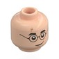 Minifig Head Harry Potter, Thin Glasses, Lightning Scar, Smirk / Angry Print