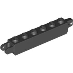 LEGO part 53914 Hinge Brick 1 x 6 Locking with 1 Finger Vertical End and 2 Fingers Vertical End, 7 Teeth in Black