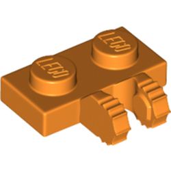 LEGO part PLATE 1X2 W/FORK, VERTICAL in Bright Orange/ Orange