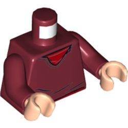 Torso Sweater over Red Shirt Print, Dark Red Arms, Light Nougat Hands