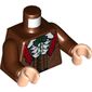Torso Jacket with White Tassel, Red Collar, Reddish Brown Tunic, Dark Green Bow Tie Print, Reddish Brown Arms, Light Nougat Hands
