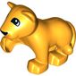 Duplo Animal Lion Cub with Raised Paw and Black Nose and Semi-circular Eyes Print