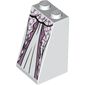 Slope 75° 2 x 2 x 3 [Solid Studs] with White Dress, Lavender Pattern print