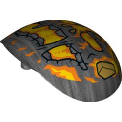 Large Figure Shoulder Cover, Armor, Round, Smooth with Molten Man Face, Orange, Red, and Yellow Lava / Flames print
