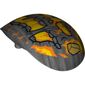 Large Figure Shoulder Cover, Armor, Round, Smooth with Molten Man Face, Orange, Red, and Yellow Lava / Flames print
