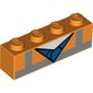 Brick 1 x 4 with Orange Safety Vest, Blue V-Neck print