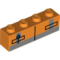Brick 1 x 4 with Orange Safety Vest, Pockets print