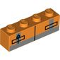 Brick 1 x 4 with Orange Safety Vest, Pockets print