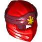 Wrap with Long Back Knot, Dark Red Band Pattern and Yellow Symbol Print
