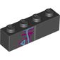 Brick 1 x 4 with Zipper, Medium Blue/Dark Purple Spots print