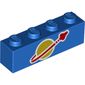 Brick 1 x 4 with Classic Space Logo print