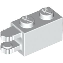 LEGO part BRICK 1X2, FORK W/ FRICTION, HOR., END in White