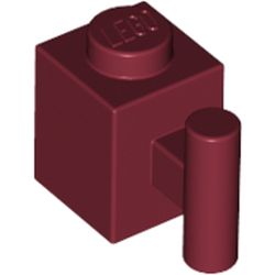 LEGO part 2921 Brick Special 1 x 1 with Handle in Dark Red