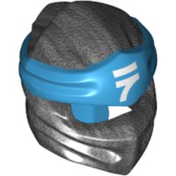 Wrap with Long Back Knot, Dark Azure Band Pattern with Asian Symbol Print