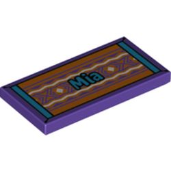 Tile 2 x 4 with Medium Azure "Mia" on Throw-rug print