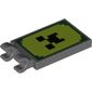 Tile Special 2 x 3 with 2 Clips [Thick U Clips] with Black Pixelated Face on Yellow Field with Green Border Print