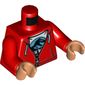 Torso Sweater, Zipper, White Shirt with Jurassic World Logo Print, Red Arms, Nougat Hands