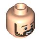 Minifig Head Sinjin Prescott, Dark Brown Beard/Mustache, Smile, Open Mouth Teeth