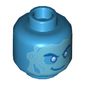 Minifig Head Hydro-man, Blue Eyes, Angry/Mean Smile, Water Splash