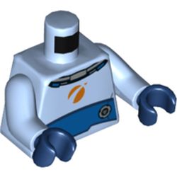 Torso Space Suit, Orange Mars Exploration Logo Print, Bright Light Blue Arms, Dark Blue Hands