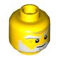Minifig Head Sensei Wu (Master), White Eyebrows, Beard, Angry Smile