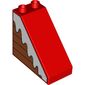 Duplo Brick 4 x 2 x 3 Slope 45° with Wood Panels and Snow Print