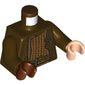 Torso, Odd Hands, Robe over Tunic with Medium Nougat Stripes Print, Dark Brown Arms, Left Light Nougat Hand, Right Reddish Brown Hand