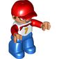 Duplo Figure with Cap Red, Blue Legs, Red Arms, and Yellow '7' Print