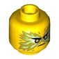 Minifig Head Lloyd, Gold Eyes, Angry, White/Gold Flames