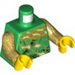 Torso Robe with Dark Green Trim, White and Gold Flames Print, Pearl Gold Arms, Yellow Hands