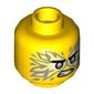 Minifig Head Jay, Light Bluish Gray Eyes, White/LBG Flames, Angry, Teeth