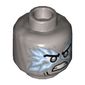 Minifig Head Zane, Silver Eyes, Angry, Teeth, Bright Light Blue/White Flames