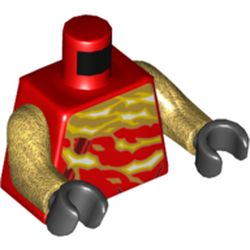 Torso Robe with Dark Red Trim, White/Gold Flames Print, Pearl Gold Arms, Black Hands