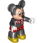Duplo Figure Mickey Mouse with Red Shorts and Red and White Scarf Print