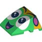 Wedge Curved 4 x 3 No Studs, with Face, Black Eyes, Open Smile Mouth print