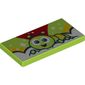 Tile 2 x 4 with Caterpillar, Lime/Red/Yellow Sky, White Stars print