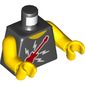 Torso Vest, Red Guitar, Lightning Bolts Print, Yellow Arms and Hands