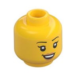 Minifig Head, Open Mouth Smile, Peach Lips
