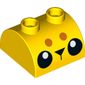 Brick Curved 2 x 2, Two Top Studs with 2 Black Eyes, Nose, Dark Orange Dots print