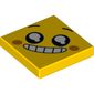 Tile 2 x 2 with Black Eyes, Big Smile/Grin Mouth, Teeth, Dark Orange Dots print