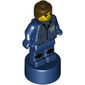 Minifig Trophy Statuette, Rex Dangervest Blue Uniform/Vest, Brown Hair print